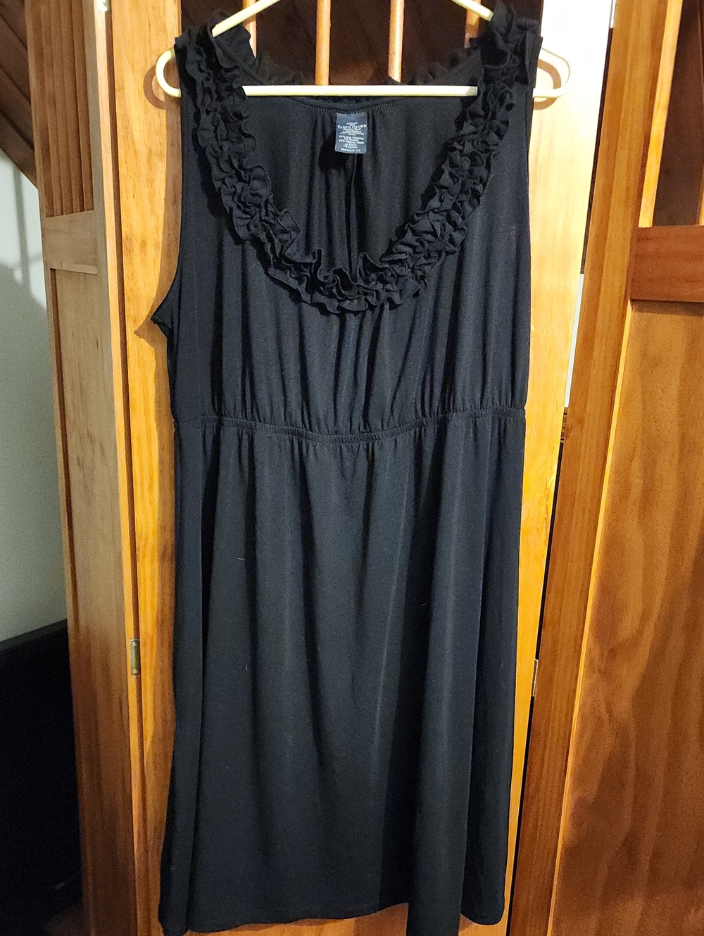 Faded Glory Black Sleeveless Ruffle-Neck Midi Dress